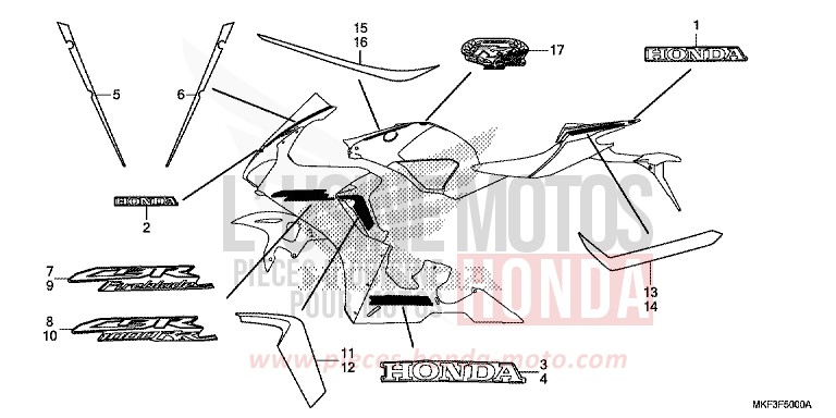 MARQUE/RAYURE (1) von CBR1000RR "Fireblade" MAT BALLISTIC BLACK METALLIC (NHA86) von 2018